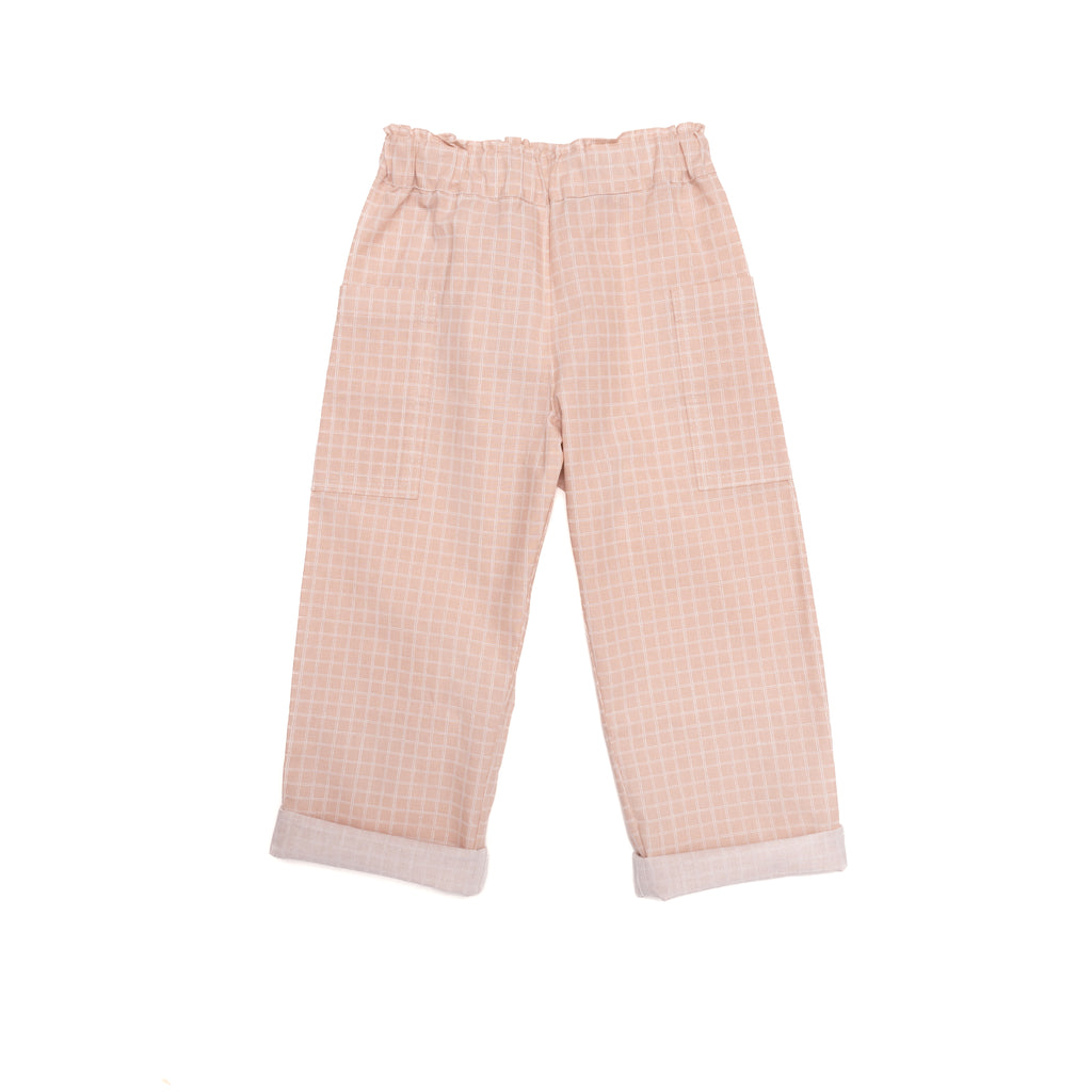 Teddy Pink Square Print Cotton Jeans