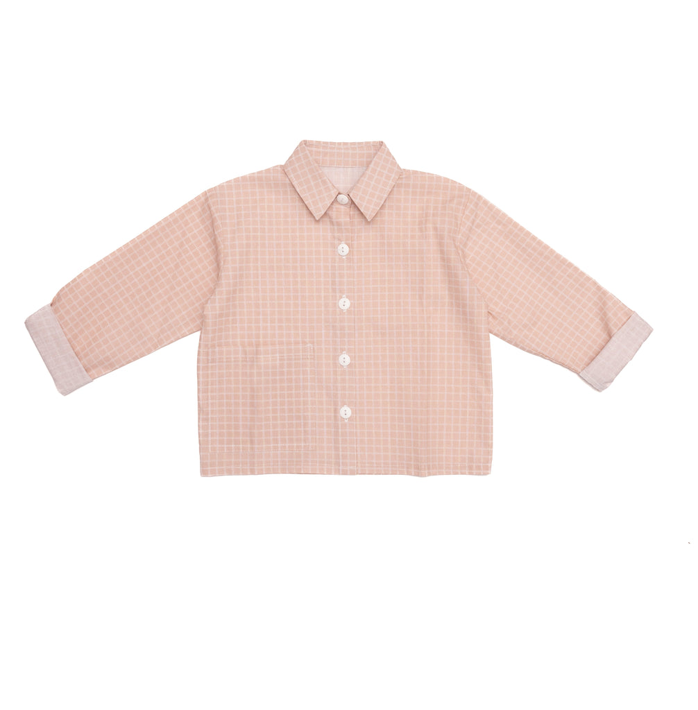 The Bailey Pink Square Print Cotton Shirt
