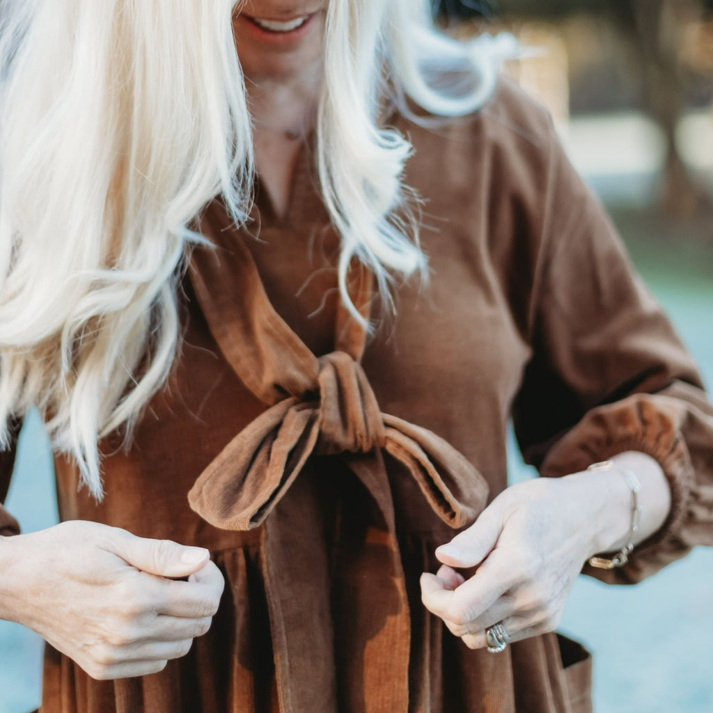 The Mabel Ladies Dress - Chestnut Cord